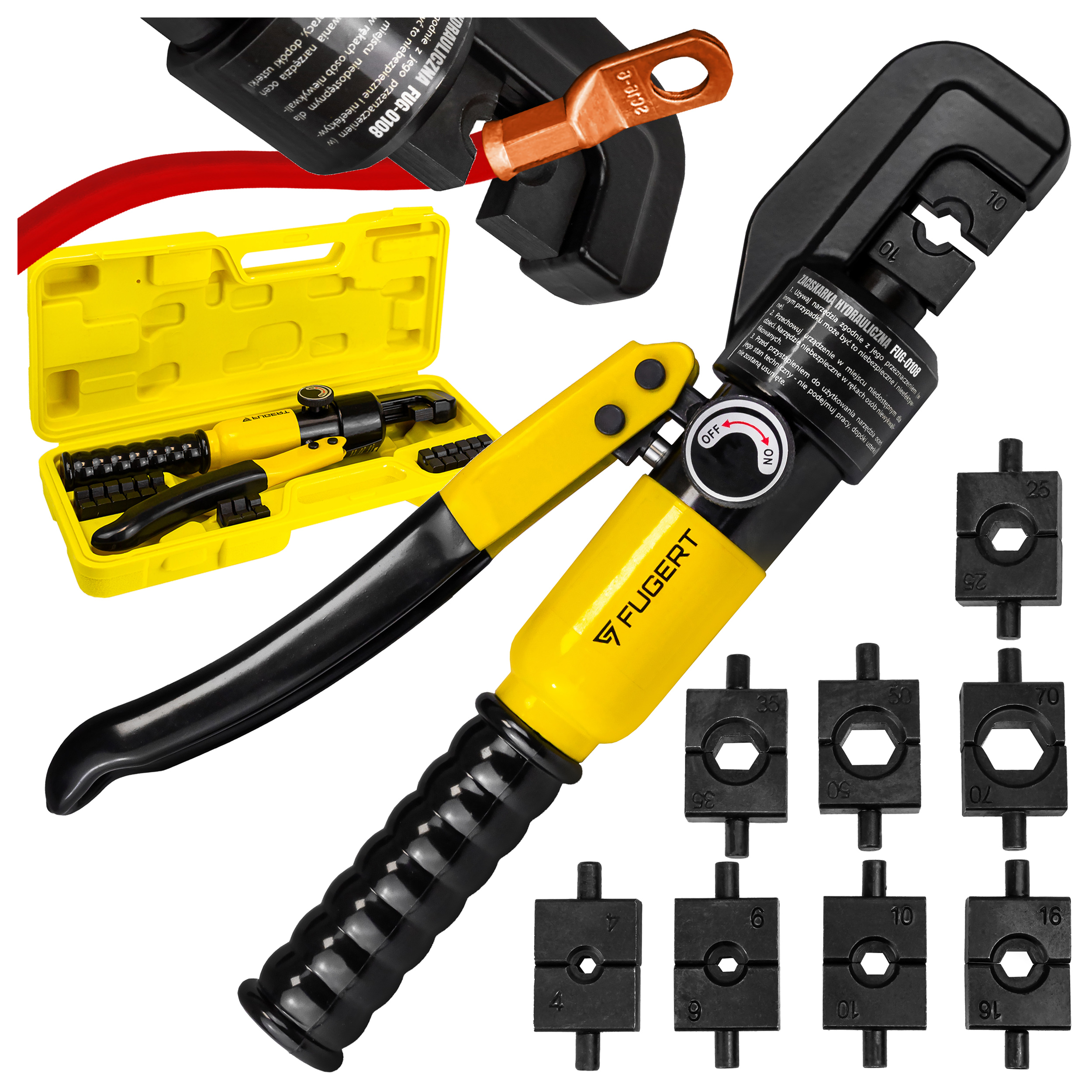 Zaciskarka do tulejek PRASKA DO KABLI sześciokątna hydrauliczna + WALIZKA - obrazek 4