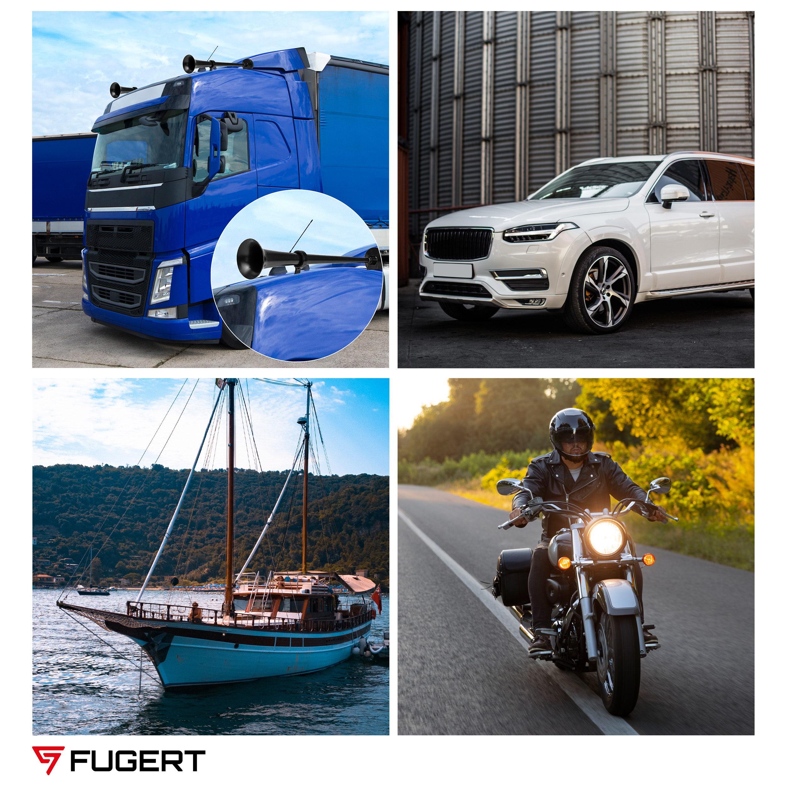 Klakson PNEUMATYCZNY trąbka fanfara głośny sygnał 150dB do TIRa samochodu łodzi 12V - obrazek 3