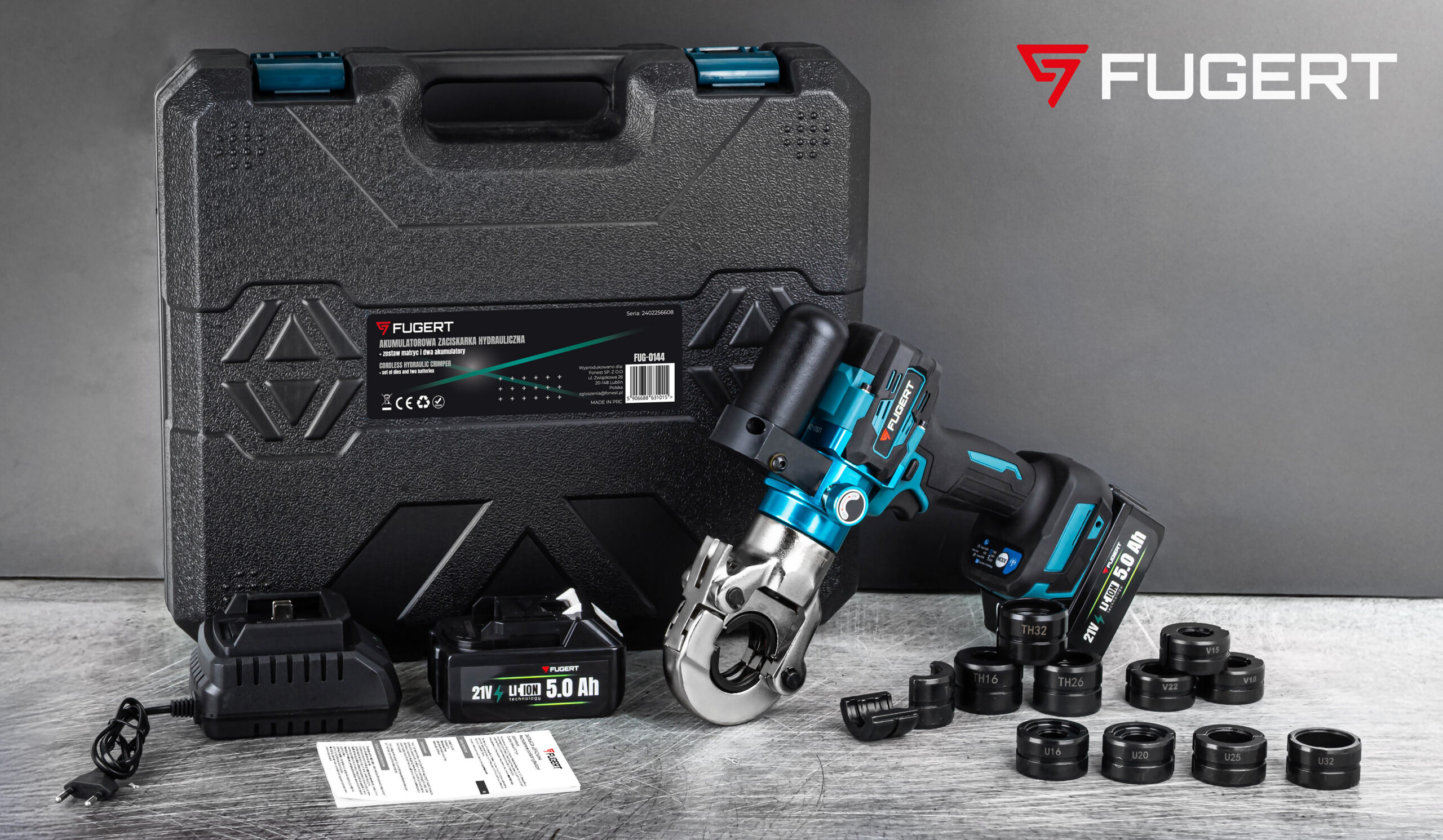 ZACISKARKA DO RUR ELEKTRYCZNA 2X AKU 21V PRASKA HYDRAULICZNA MATRYCE V+U+TH - obrazek 2