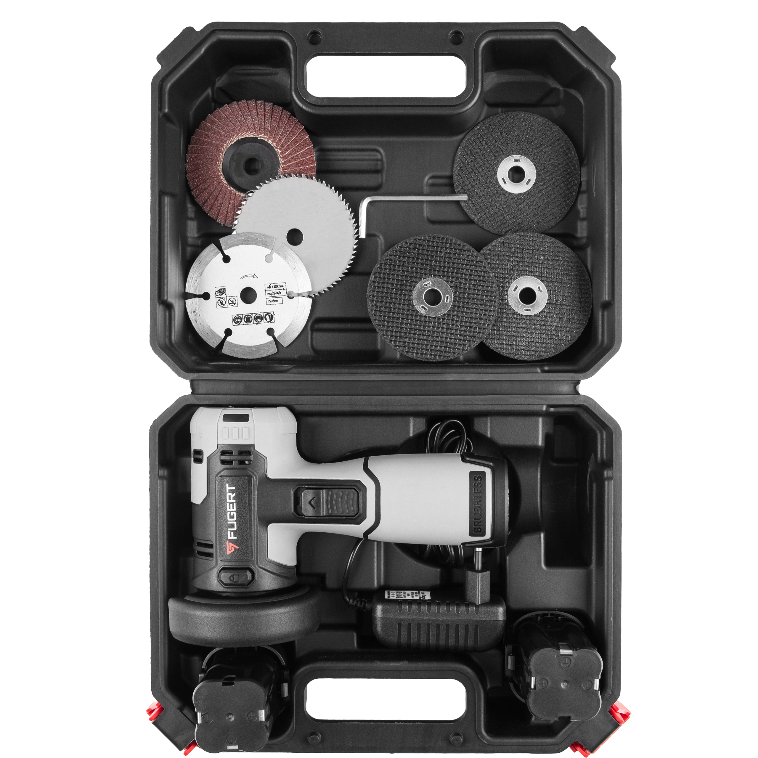 MINI SZLIFIERKA KĄTOWA AKUMULATOROWA BEZSZCZOTKOWA 76MM 2xAKU 16,8V + ZESTAW TARCZ - obrazek 5