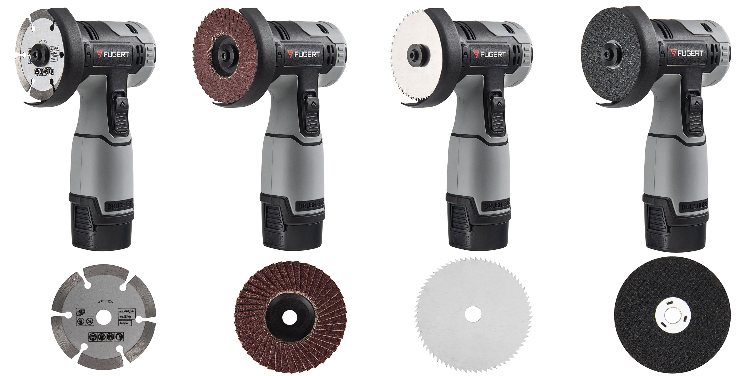 MINI SZLIFIERKA KĄTOWA AKUMULATOROWA BEZSZCZOTKOWA 76MM 2xAKU 16,8V + ZESTAW TARCZ - obrazek 3