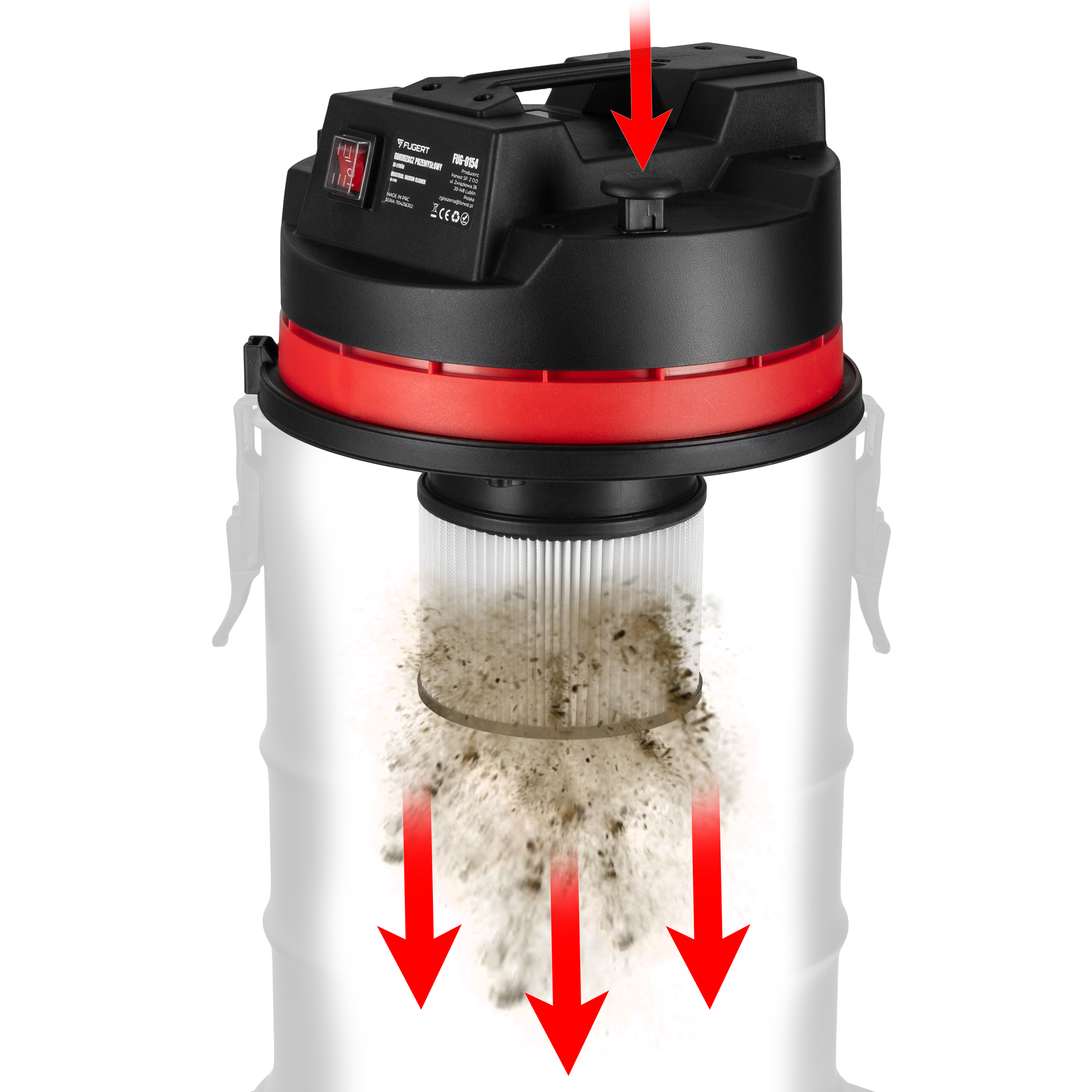 ODKURZACZ PRZEMYSŁOWY Z OTRZĄSACZEM BEZWORKOWY DO PYŁU GIPSU GNIAZDO 2000W - obrazek 13