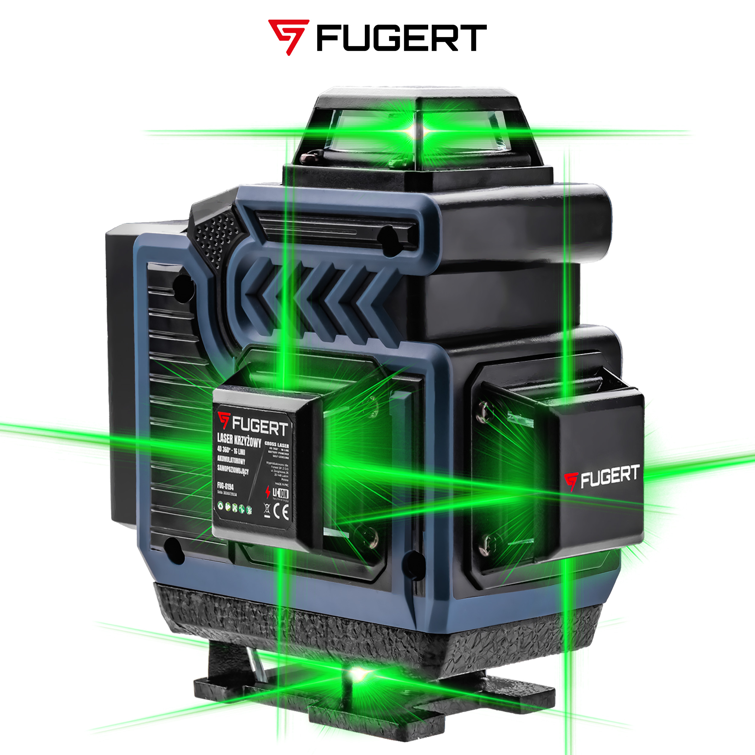 POZIOMICA LASEROWA KRZYŻOWA 360 SAMOPOZIOMUJĄCA 4D 16 LINII FUGERT FUG-0194