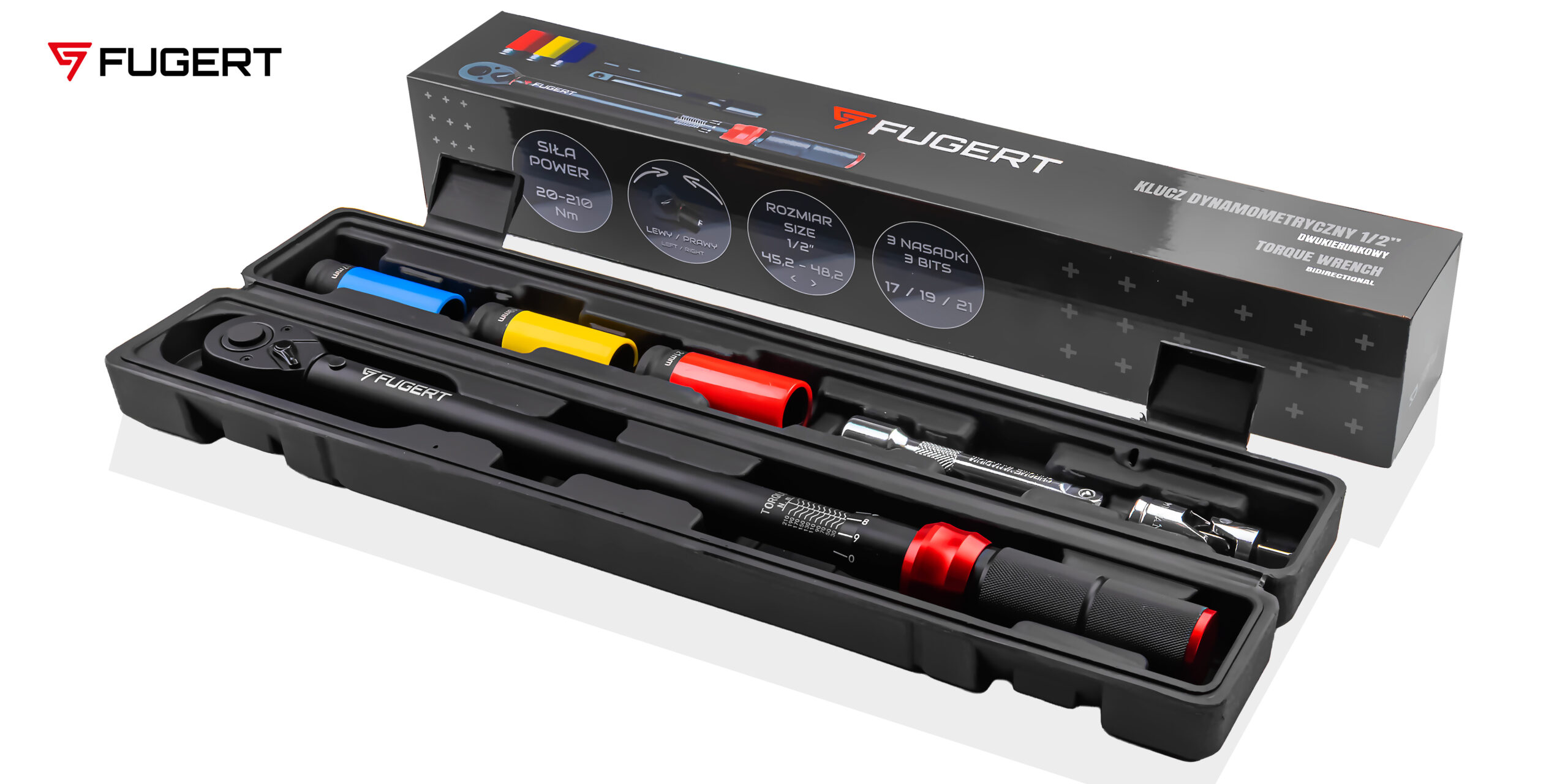 KLUCZ DYNAMOMETRYCZNY 1/2" 20-210NM CERTYFIKAT KALIBRACJI FUGERT FUG-0192
