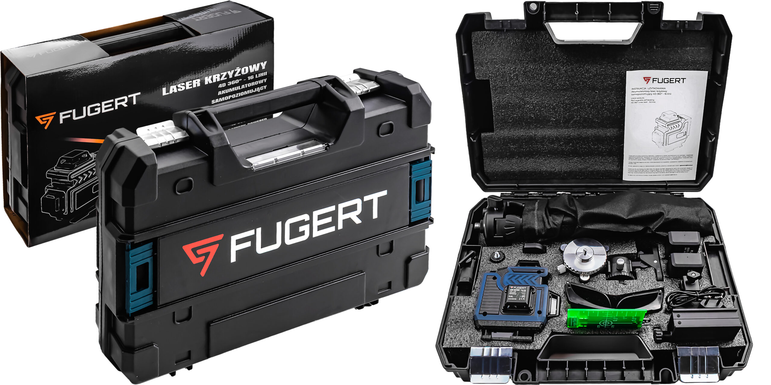 POZIOMICA LASEROWA KRZYŻOWA 360 SAMOPOZIOMUJĄCA 4D 16 LINII FUGERT FUG-0194