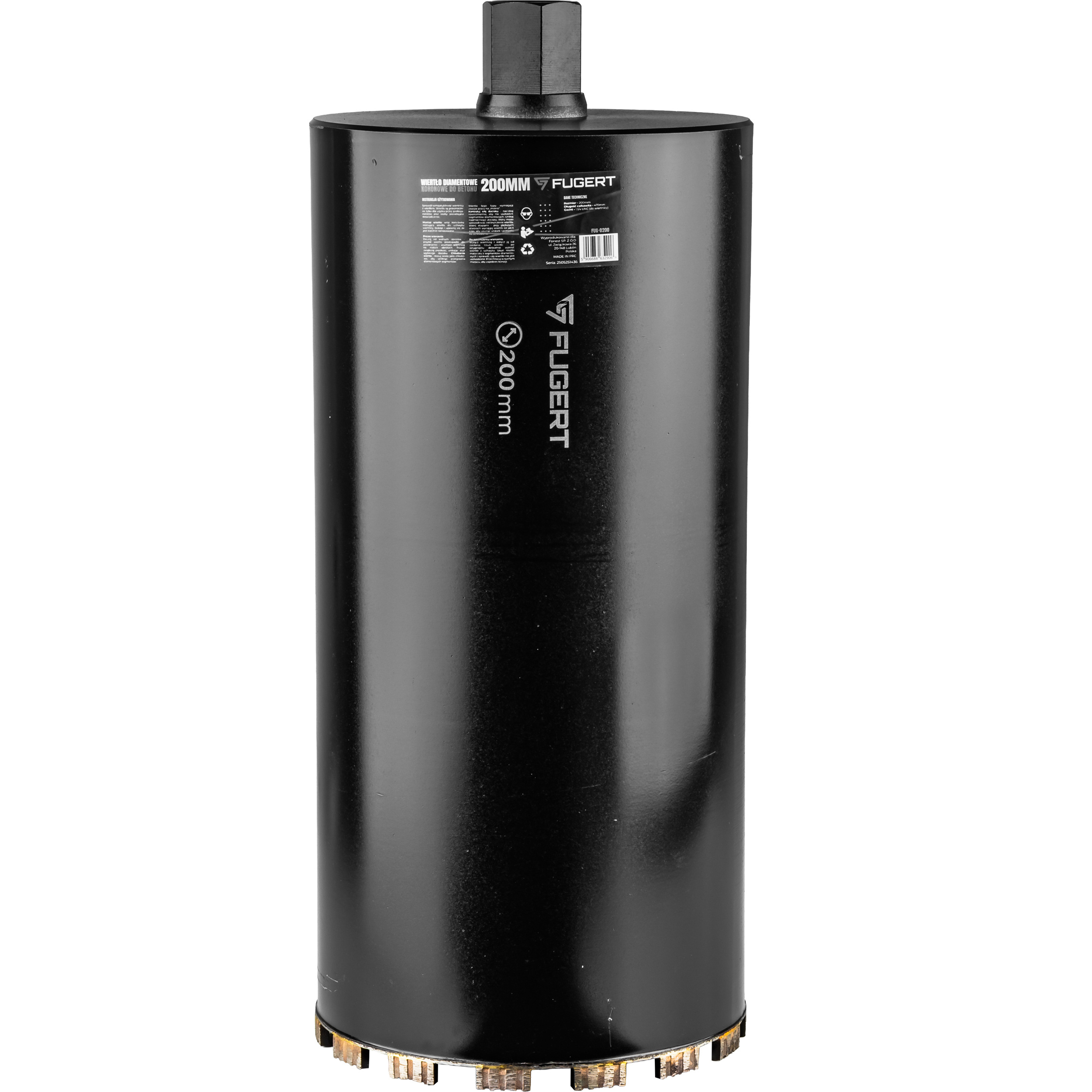 WIERTŁO KORONOWE DO BETONU DIAMENTOWE 200MM 1.1/4 UNC FUGERT FUG-0200