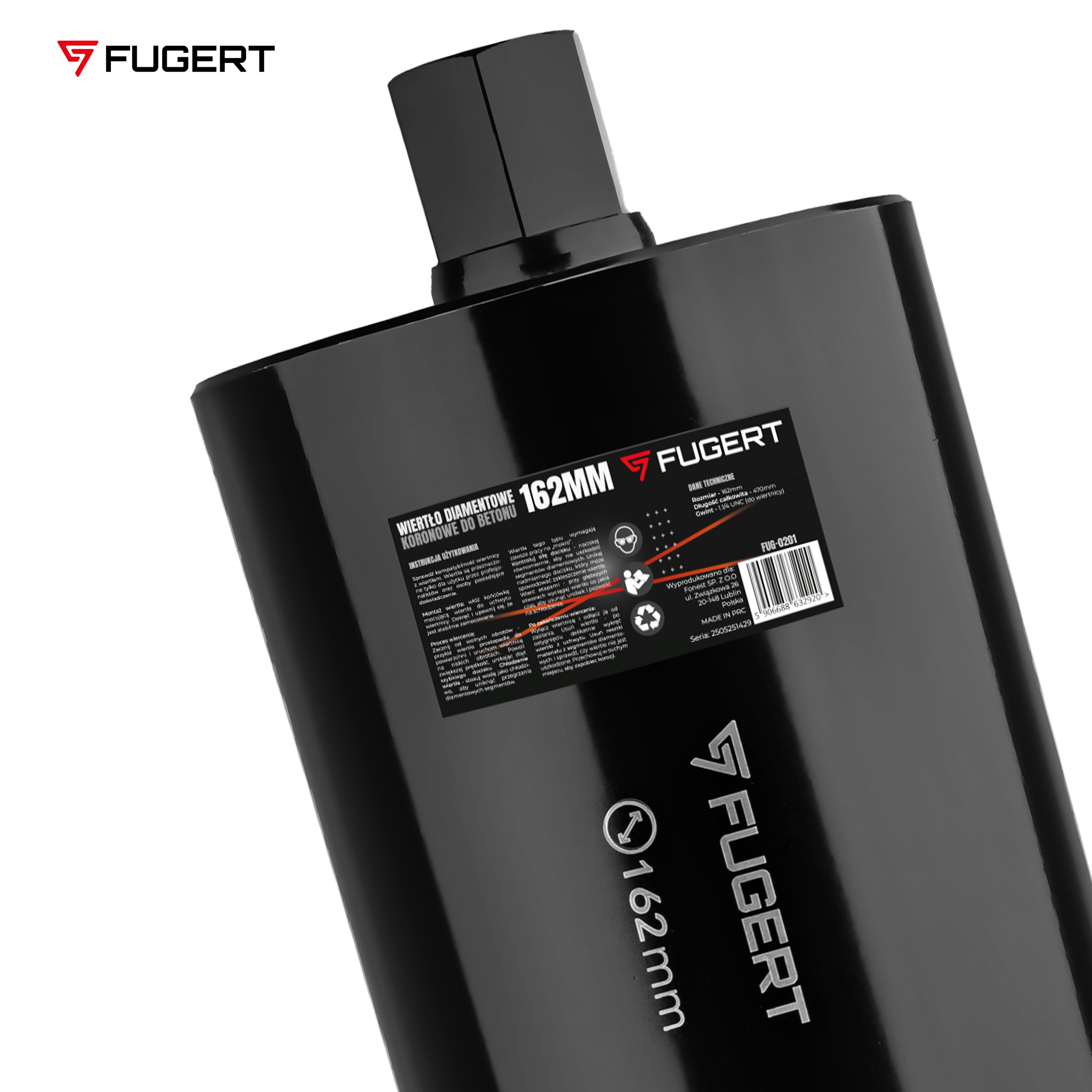 WIERTŁO KORONOWE DO BETONU DIAMENTOWE 162MM 1.1/4 UNC FUGERT FUG-0201