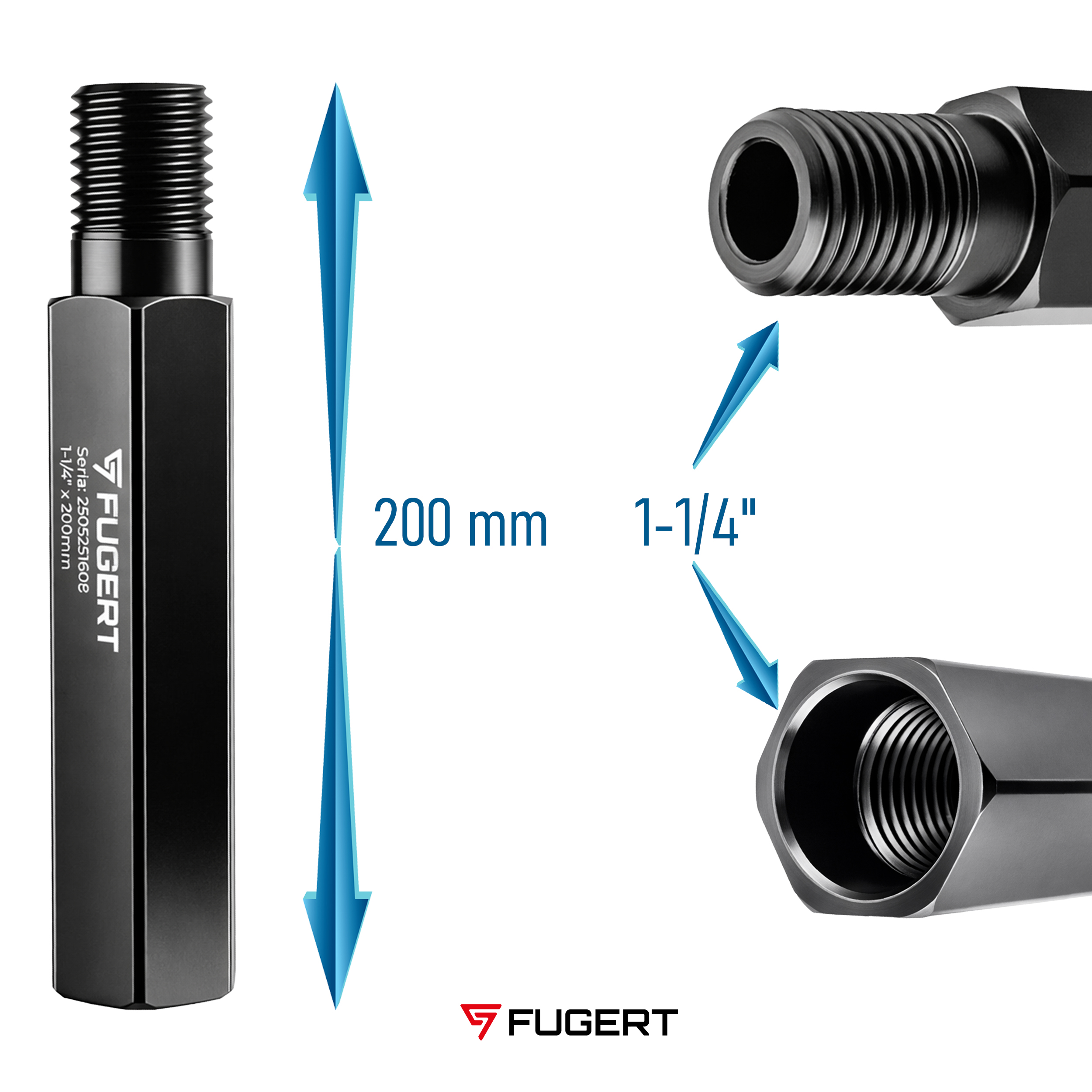 PRZEDŁUŻKA DO WIERTŁA KORONOWEGO 20CM 1.1/4" UNC FUGERT FUG-0213 - obrazek 3