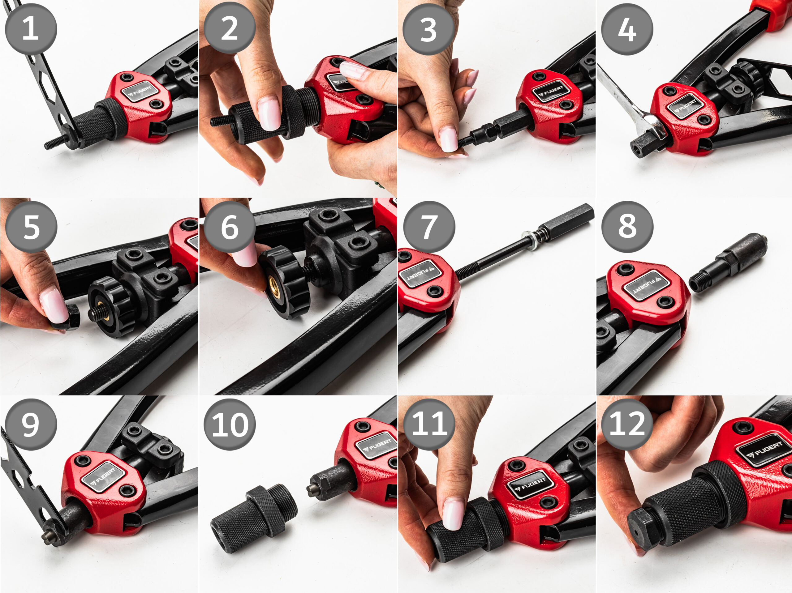 NITOWNICA RĘCZNA SET 2W1 DO NITONAKRĘTEK I NITÓW + WALIZKA FUGERT FUG-0196