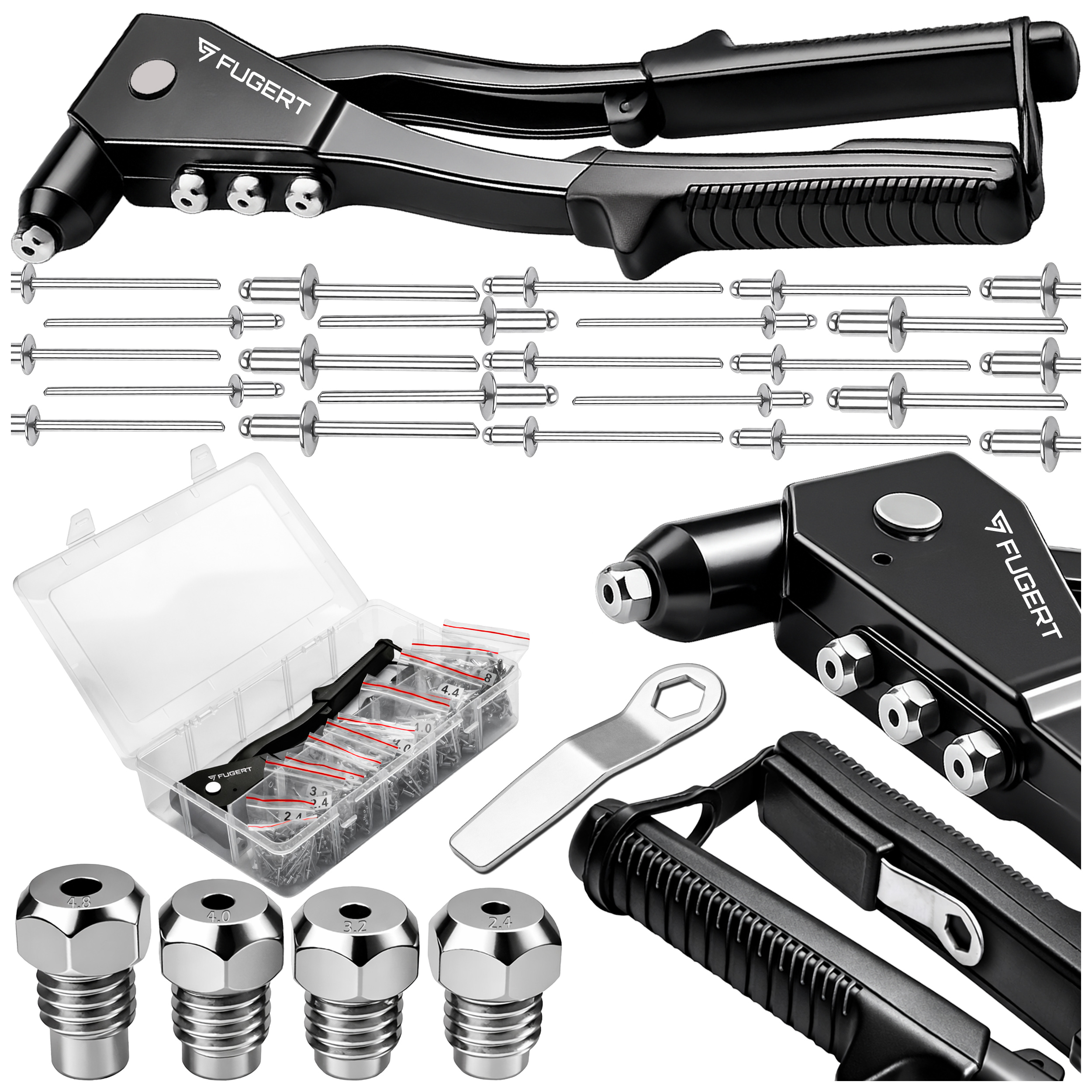 NITOWNICA RĘCZNA UNO 2.4 - 4.8 MM + 500 SZT NITÓW FUGERT FUG-0198