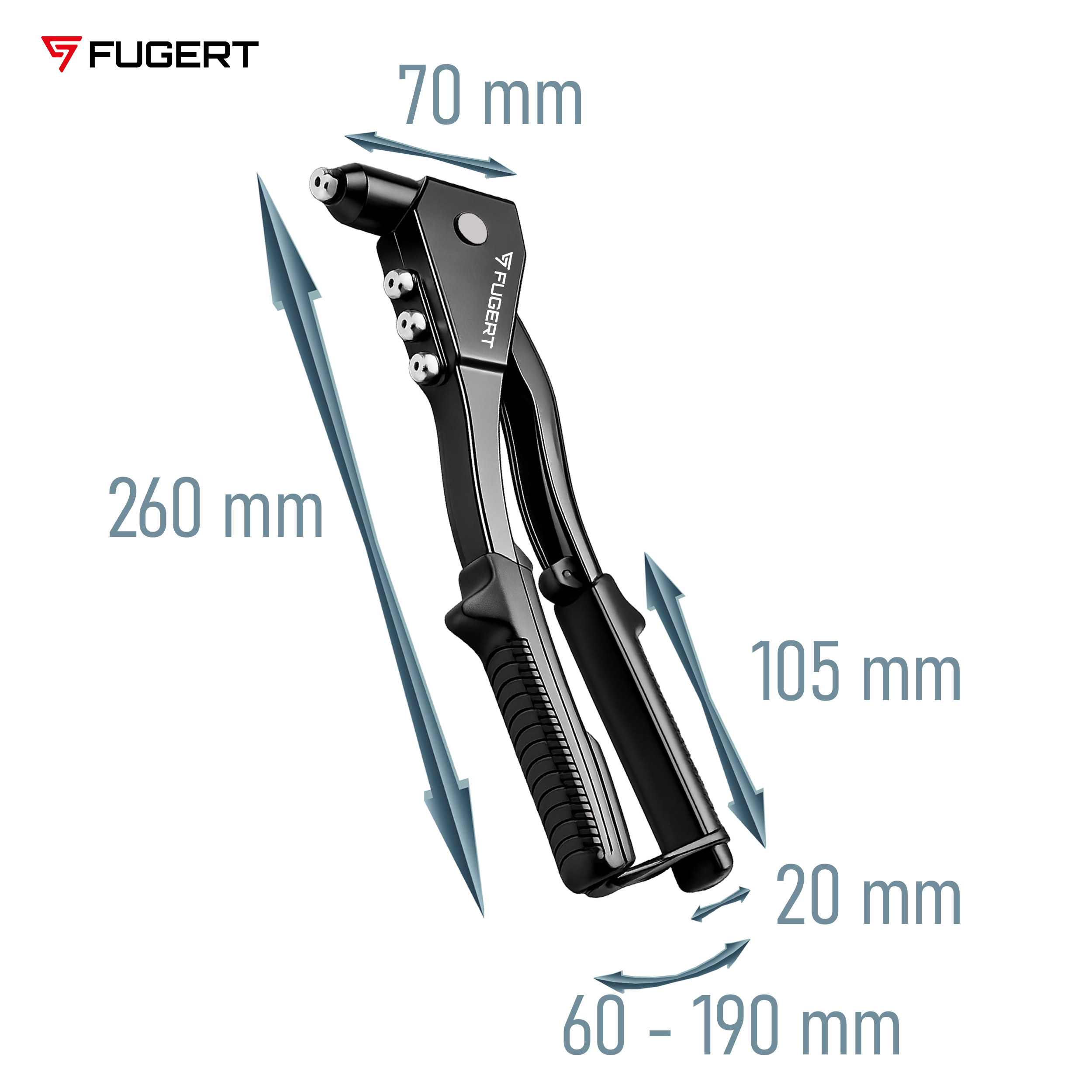 NITOWNICA RĘCZNA UNO 2.4 - 4.8 MM + 500 SZT NITÓW FUGERT FUG-0198