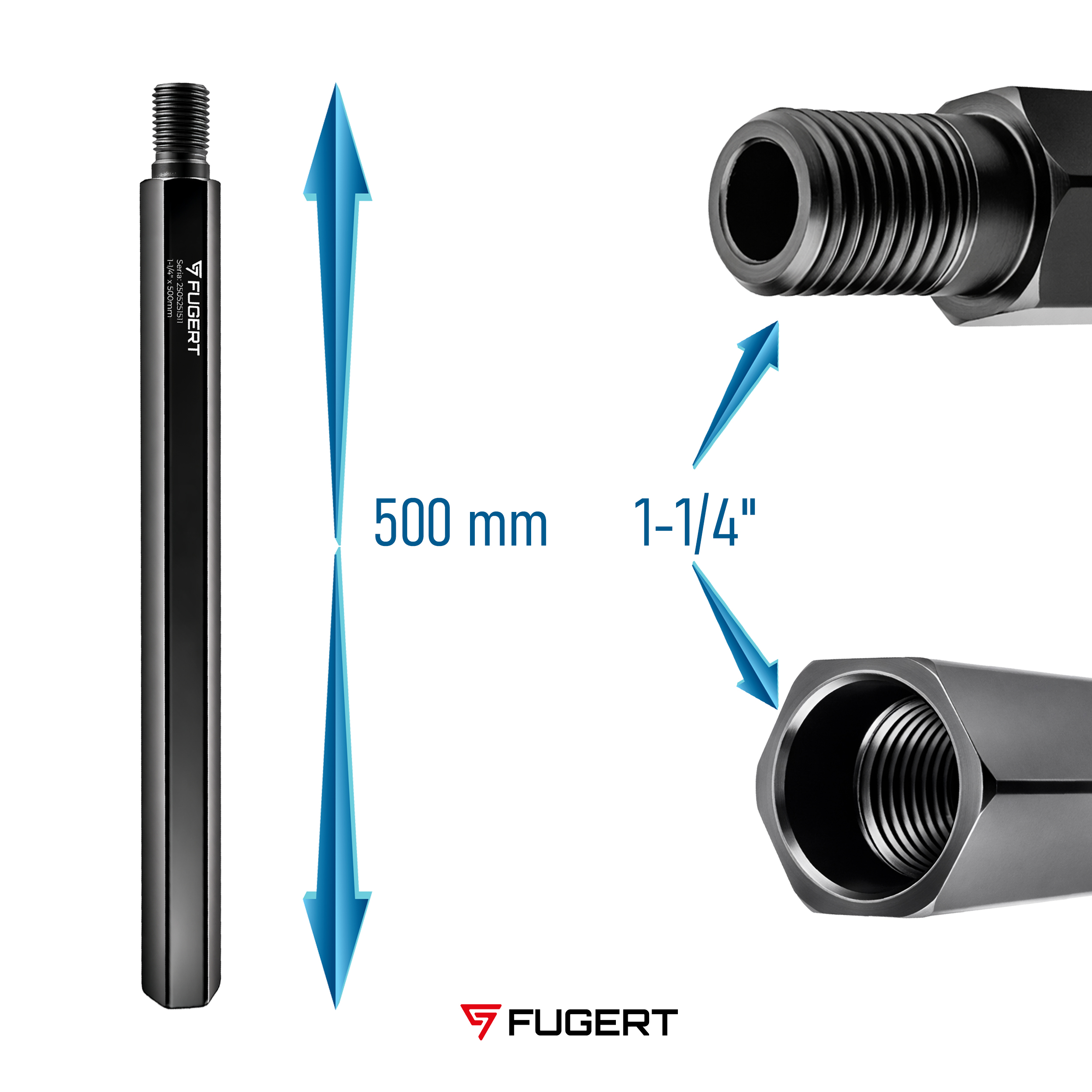 PRZEDŁUŻKA DO WIERTŁA KORONOWEGO 50CM 1.1/4" UNC FUGERT FUG-0211 - obrazek 6