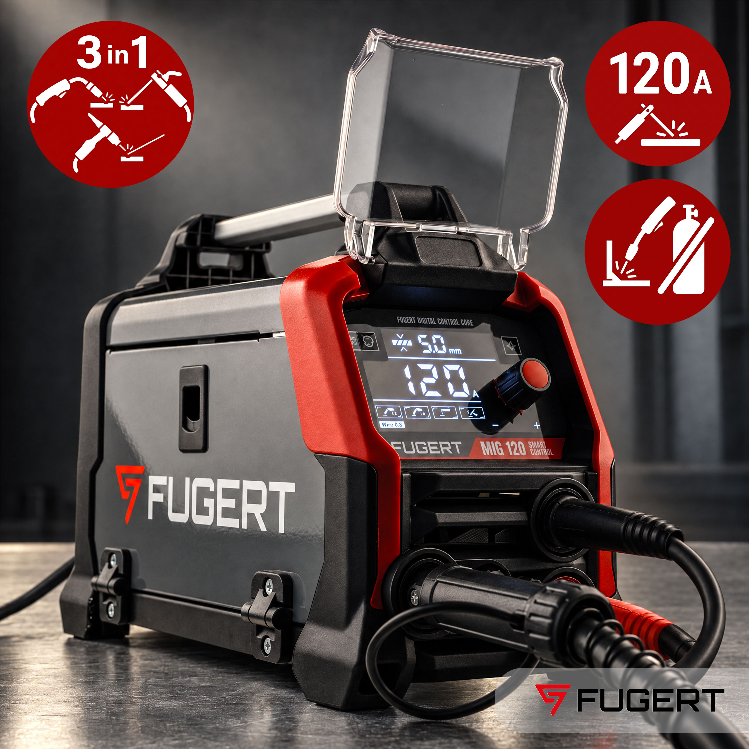 SPAWARKA INWERTOROWA MIG FLUX MMA TIG LIFT 10-120A 3,3KVA - obrazek 11