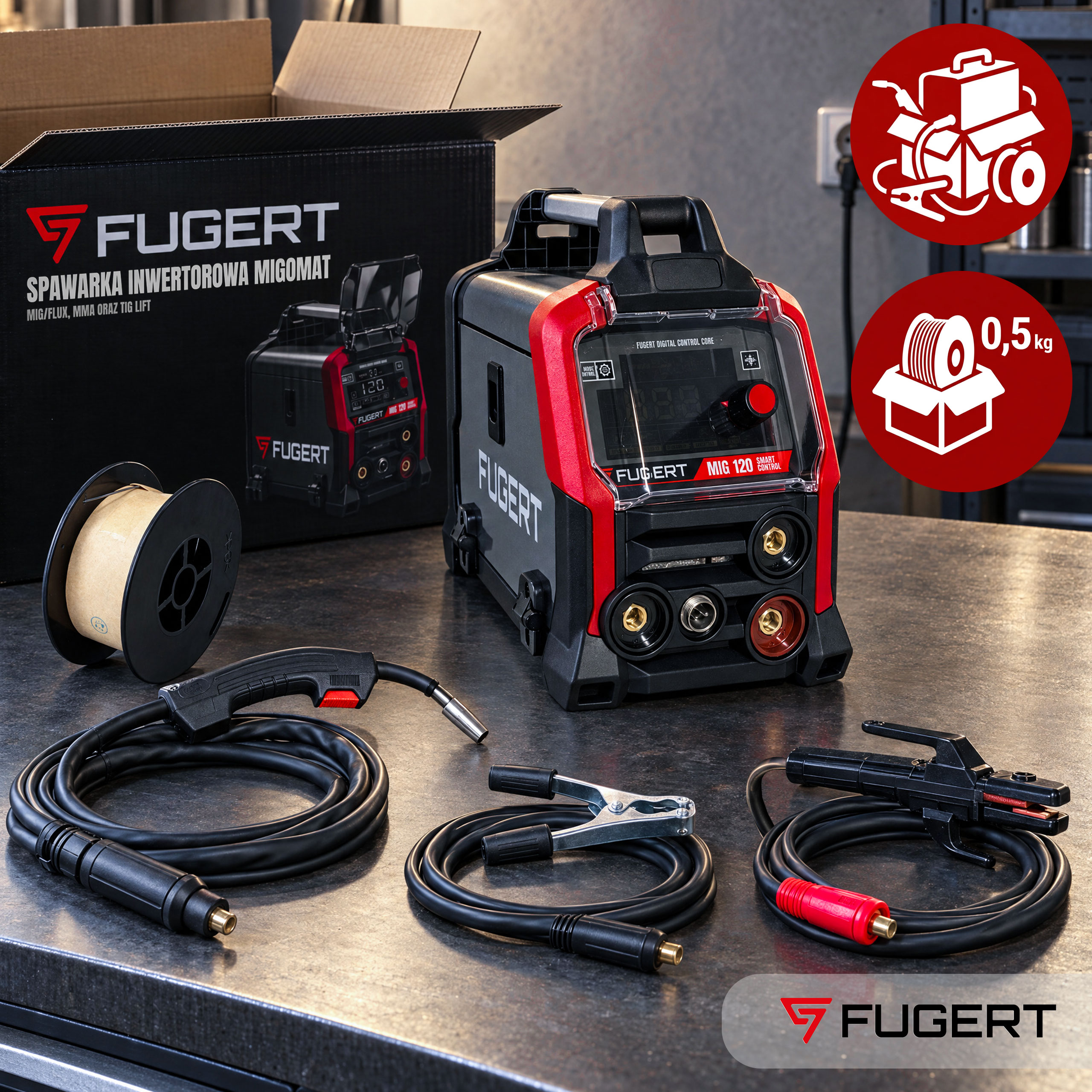 SPAWARKA INWERTOROWA MIG FLUX MMA TIG LIFT 10-120A 3,3KVA - obrazek 8